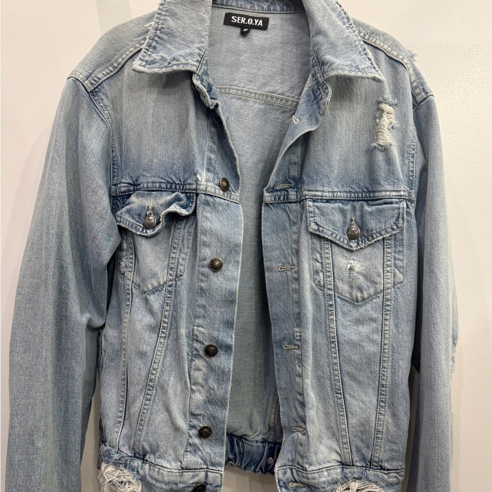 SER.O.YA Light Blue Distressed Jean Jacket
